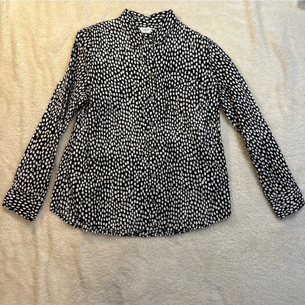 J. Crew Black and White Polka Dot Shirt
